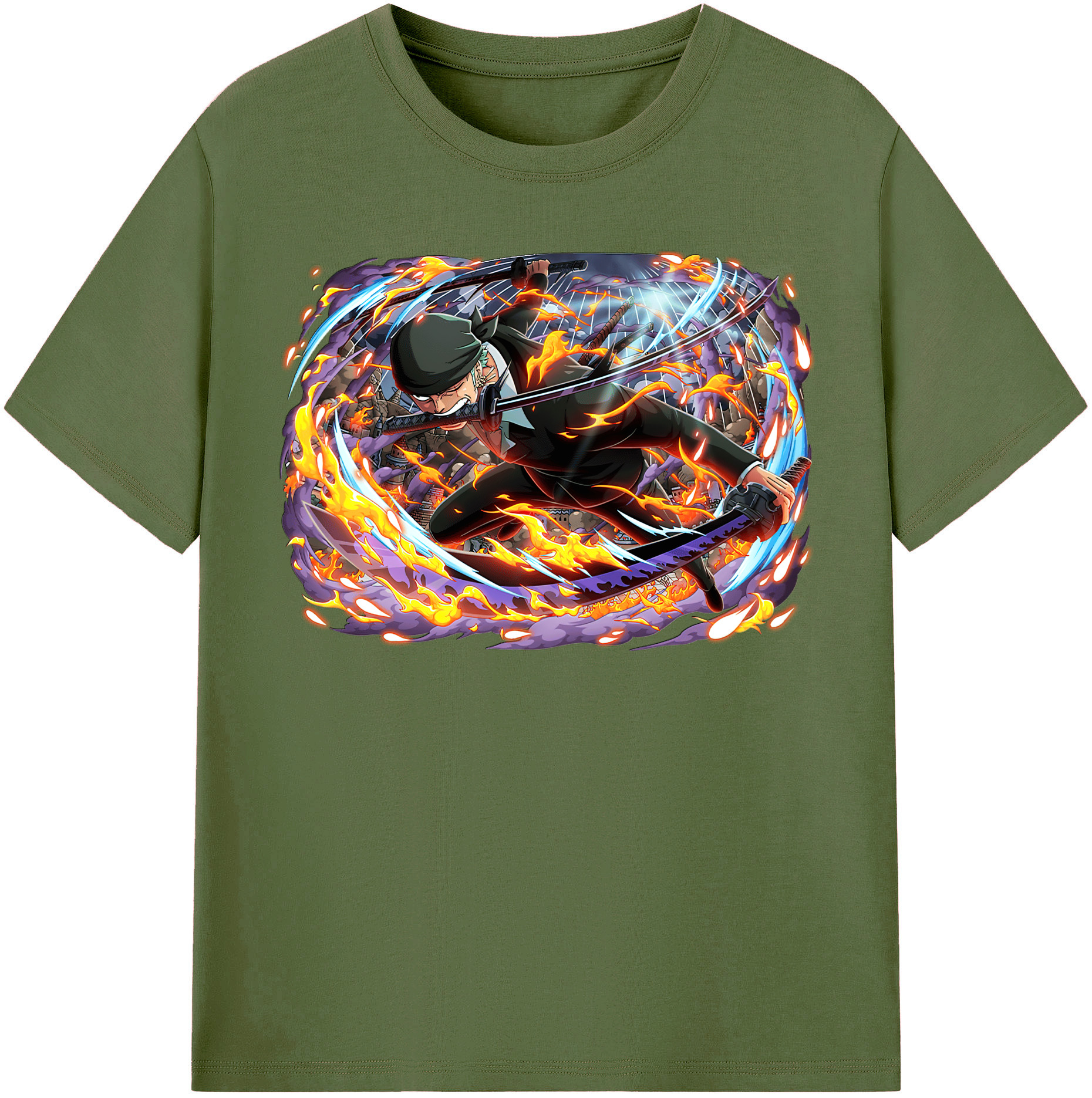 ワンピース ロロノア・ゾロ ONE PIECE Roronoa Zoro 綿100％半袖Tシャツ（フロントプリント）